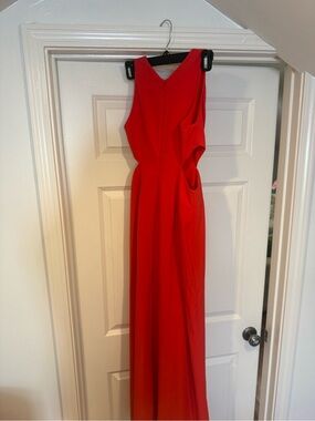 Halston Heritage Red Backless Sleeveless Maxi Dress